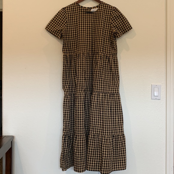 Tradlands Chalet Tiered Dress, Coffee Gingham - Picture 5 of 11